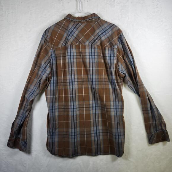Toad & Co Brown Plaid Long Sleeve Button Up Shirt Size Large Organic Cotton - Picture 9 of 11